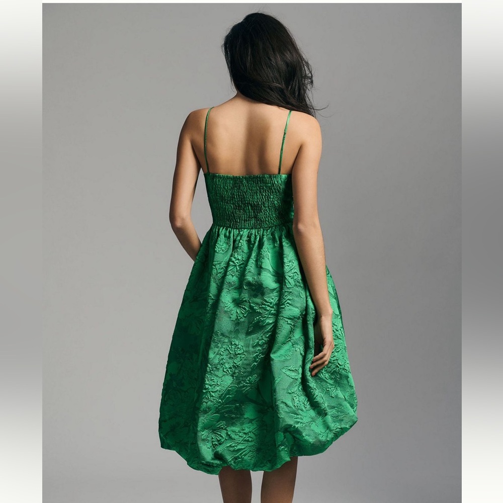 Anthropologie green jacquard hi-lo bubble dress - Picture 10 of 10